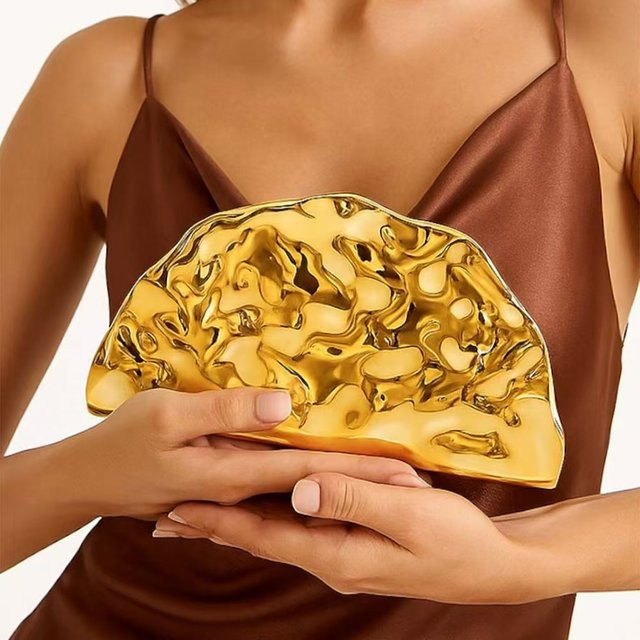 Halbmond Form Tasche, Gold, Silber, Acryl, Damen - Bild 1