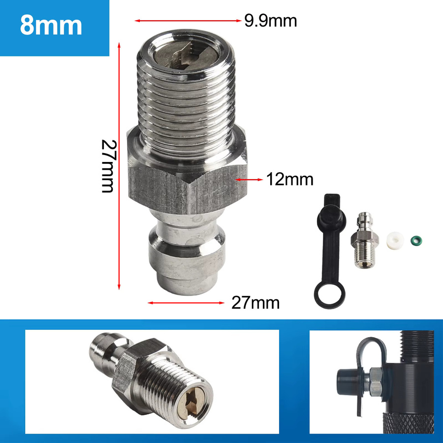 DAZZLEEX Schnellkupplung Fülldüse aus Edelstahl in Silber für Luftschlauch-Fittings - Bild 5