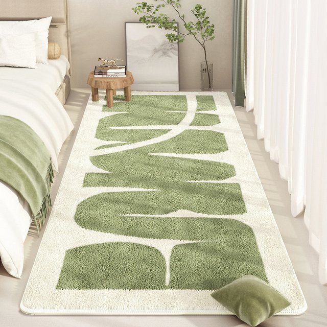 VIKAMA Plüschteppich in Grün mit Streifen-Design, weicher Kunstfell-Teppich für Wohnzimmer und Schlafzimmer, rechteckig - Bild 1