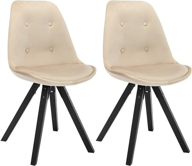 Vente-unique Stuhl Aneya aus Samt in Creme und Beige, Breite: 48,5 cm - Bild 1