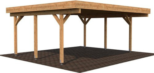 Palmako Doppelcarport Karl aus Fichtenholz mit Satteldach in Braun, Breite: 600 cm, Tiefe: 512 cm, Höhe: 244 cm - Bild 3