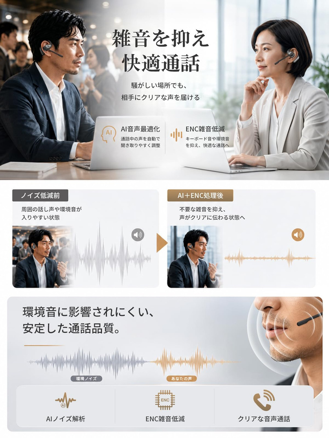 Earaku Bluetooth-Headset mit abnehmbarem Mikrofon in Schwarz für Business und Web-Meetings - Bild 2
