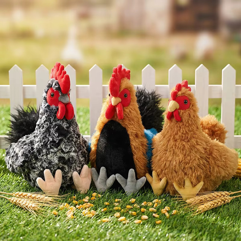 pangcangshu Simulations-Huhn Plüschtier, Cartoon Hahn, 22cm, Bunt / Mehrfarbig - Bild 2