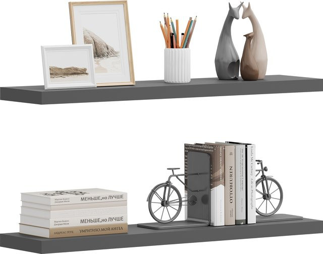 WOLTU Wandmontiertes Lagerregal aus Holz für Küche und Wohnzimmer, Schwimmendes Bücherregal und CD-Regal in Matt-Optik - Bild 1
