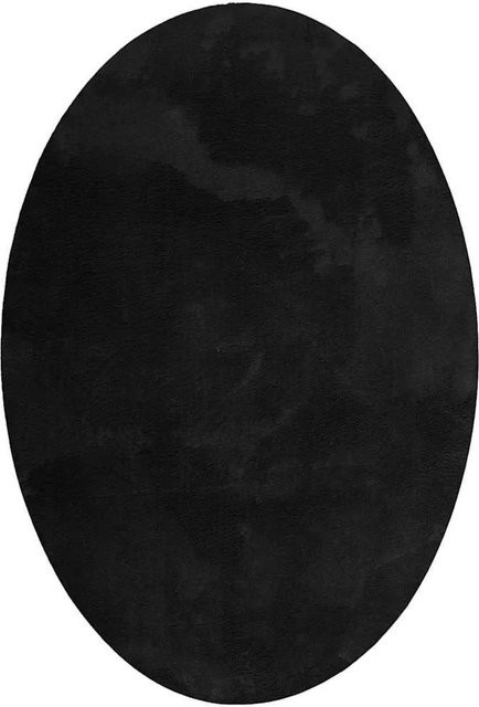 vidaXL Teppich HUARTE Schwarz, oval, modern, aus 100 % Polyester, rutschfest und waschbar, B: 200 cm, T: 140 cm - Bild 1