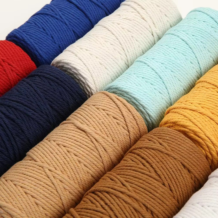 Natürliche Makramee-Schnur aus 100 % Baumwolle in Blau und Mehrfarbig, 100 m Länge, ideal zum Basteln und für Boho-Dekorationen - Bild 3