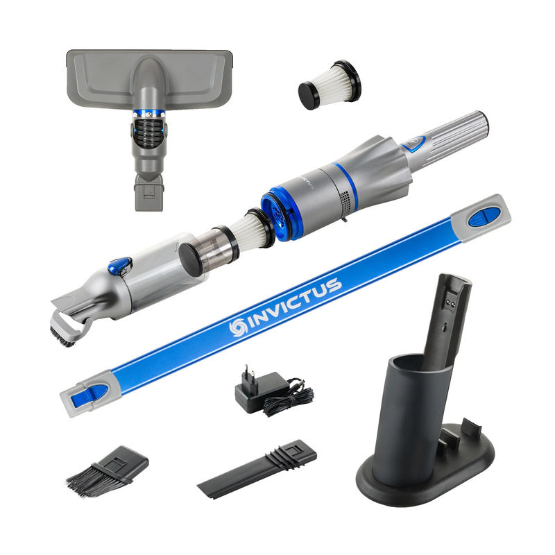 Genius Invictus One 2.0 Hand- und Bodenstaubsauger Set, blau/grau/silber, beutellos mit HEPA-Filter und Parkettdüse - Bild 2
