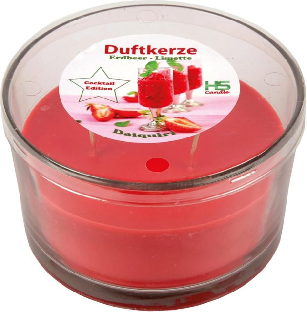 HS Candle Duftkerze Cocktail Edition Daiquiri Strawberry in Rot, Fruchtiges Aroma, B/T/H: 13,0 x 13,0 x 7,0 cm - Bild 1