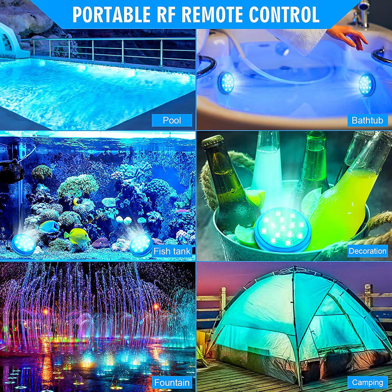 AMARYLLIS Wiederaufladbare LED Unterwasser-Tauchbeckenleuchten mit Fernbedienung, IP68 wasserdicht, farbwechselnde RGB Schwimmleuchten für Whirlpool-Bäder, Multicolor/Transparent - Bild 6