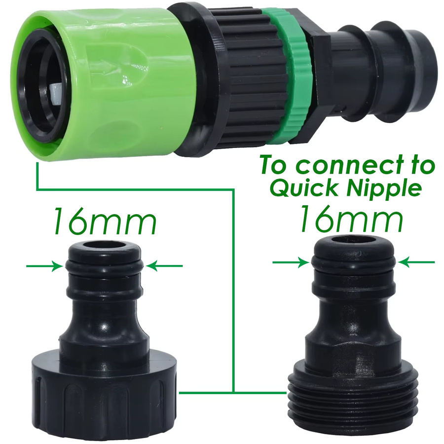 Sprycle Schnellkupplung mit 3/4 Zoll Außengewinde als Schlauch und Rohr Adapter für Gartenschläuche und Bewässerungssysteme in Grün - Bild 4