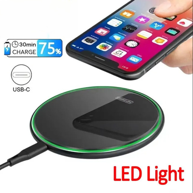 VIKEFON Kabelloses Metall-Ladegerät als Schnellladestation für iPhone und Samsung sowie AirPods - Bild 1