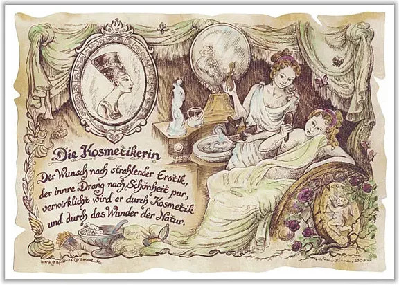Zunftbild Kosmetikerin als Vintage Paper Poster auf Antikpapier in Braun, Schwarz und Multicolour, Format A4 - Bild 1