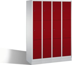 C+P Fächerschrank Classic auf Sockel mit 12 Fächern, Front Rubinrot, Korpus Lichtgrau, H x B x T: 180 x 119 x 50 cm - Bild 1