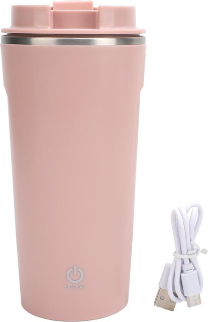 Selbstrührender Kaffeebecher von CosyHome aus Edelstahl in Rosa mit Deckel und USB-Wiederaufladung - Bild 1