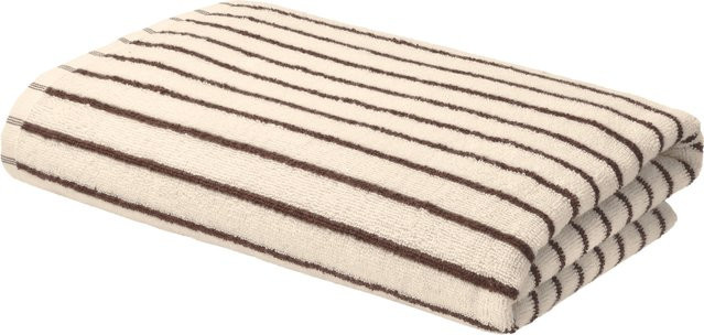 LIVARNO Frottier-Duschtuch aus Baumwolle, gestreift, sand/braun, B: 70 cm, L: 140 cm - Bild 1