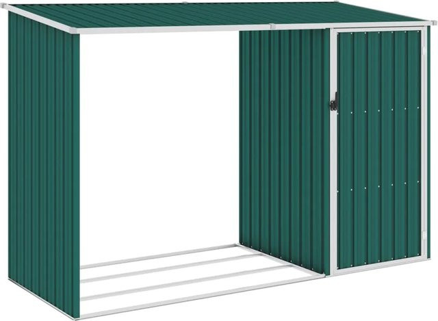 vidaXL Garten Brennholzlager aus verzinktem Stahl in Grün, B/T/H: 245 x 98 x 159 cm - Bild 1