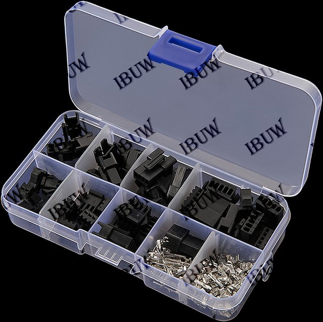 200 Stück SM2.54 Kit Box mit 2-5P Buchse und Stecker Adapter, 2,54mm Rastermaß, Schwarz - Bild 1