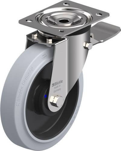 Blickle Lenkrolle LX-POEV 200XKA-ST-SG mit Feststeller in Schwarz und Grau, Rad-Durchmesser: 20 cm, Tragfähigkeit: 400 kg - Bild 1