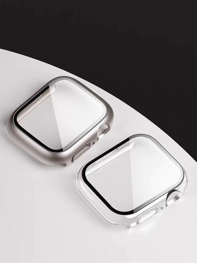 Schutzhülle mit gehärteter Glas-Displayschutzfolie für Apple Watch in Gold, passend für 46 mm, 45 mm, 44 mm, 42 mm, 41 mm und 40 mm Modelle - Bild 2