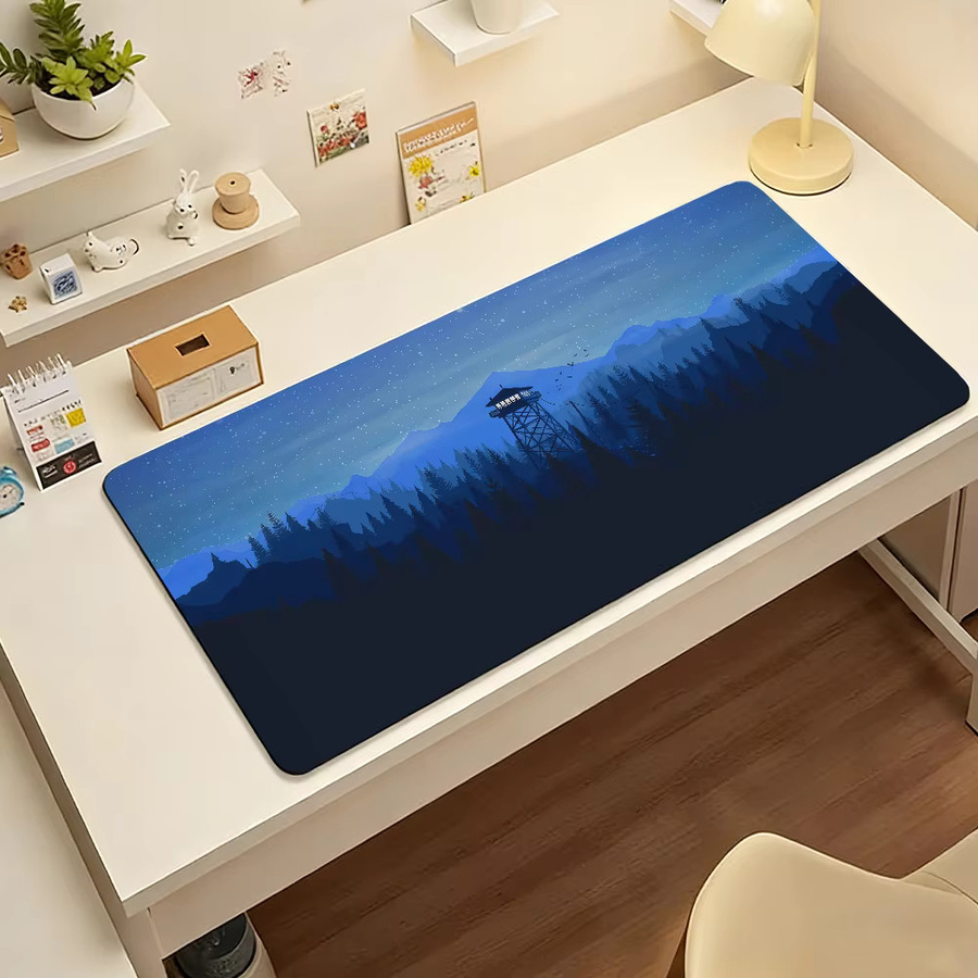 Deep Forest Firewatch Mauspad XXL Schreibtischunterlage Blau rutschfest mit Verriegelungskante für PC und Laptop - Bild 5