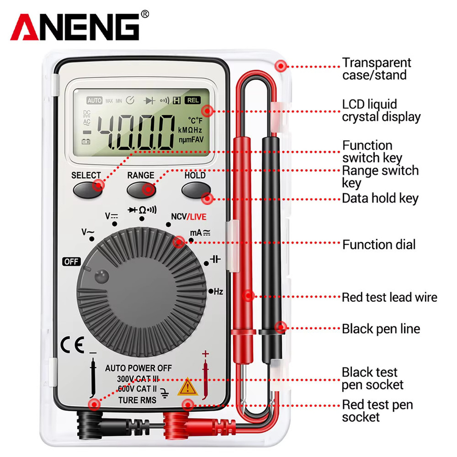 ANENG AN101 Mini Digitalmultimeter Professioneller AC/DC Spannungsprüfer und Kfz-Stromprüfer - Bild 5