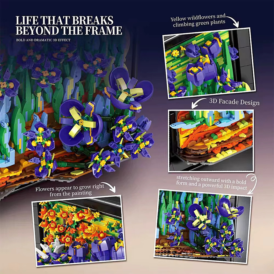 Yangkili Iris-Blumen-Modell, Bausteine 3D-Malsteine, Natur, Bunt / Mehrfarbig - Bild 4