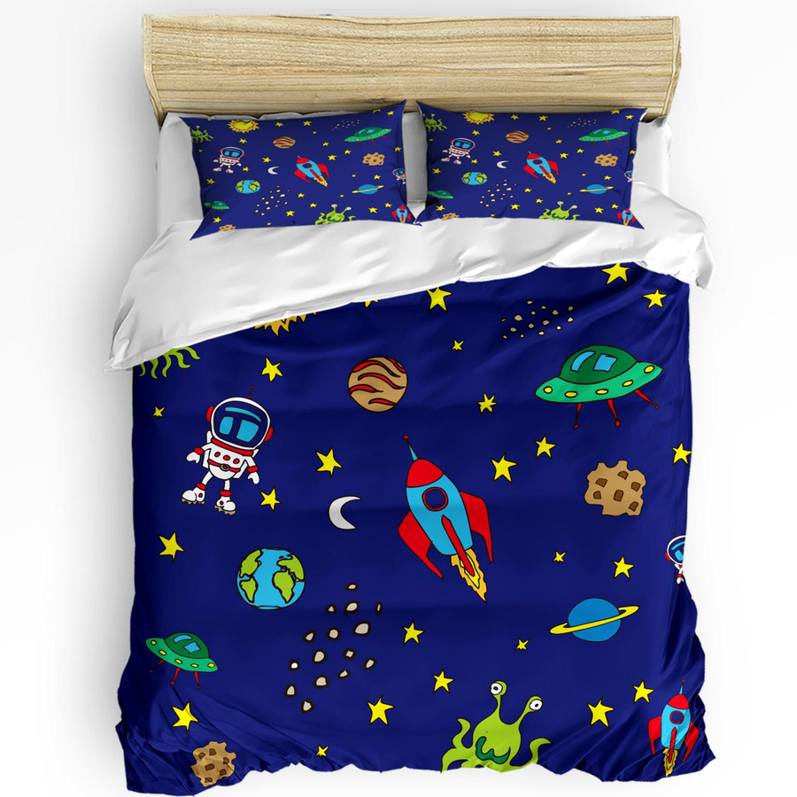 Lodestar Bettwäsche Set Weltraum Astronaut Rakete Mond Planet Blau, 3-teilig mit Reißverschluss, B/H: 135 x 200 cm - Bild 3