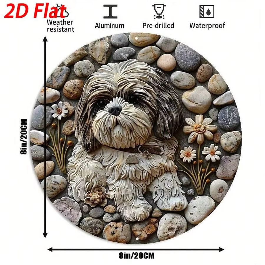 CIFBUY Shih Tzu Aluminium Kranz Wandskulptur, B/H: 20 x 20 cm - Bild 2