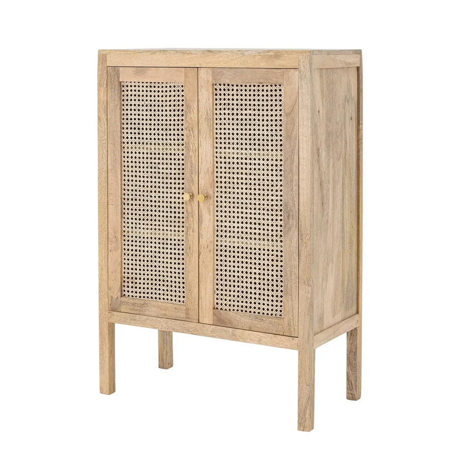 Bloomingville Schrank Paulo aus Mangoholz und Rattangeflecht in Beige/Natur, B/T/H: 75 x 30 x 105 cm - Bild 1