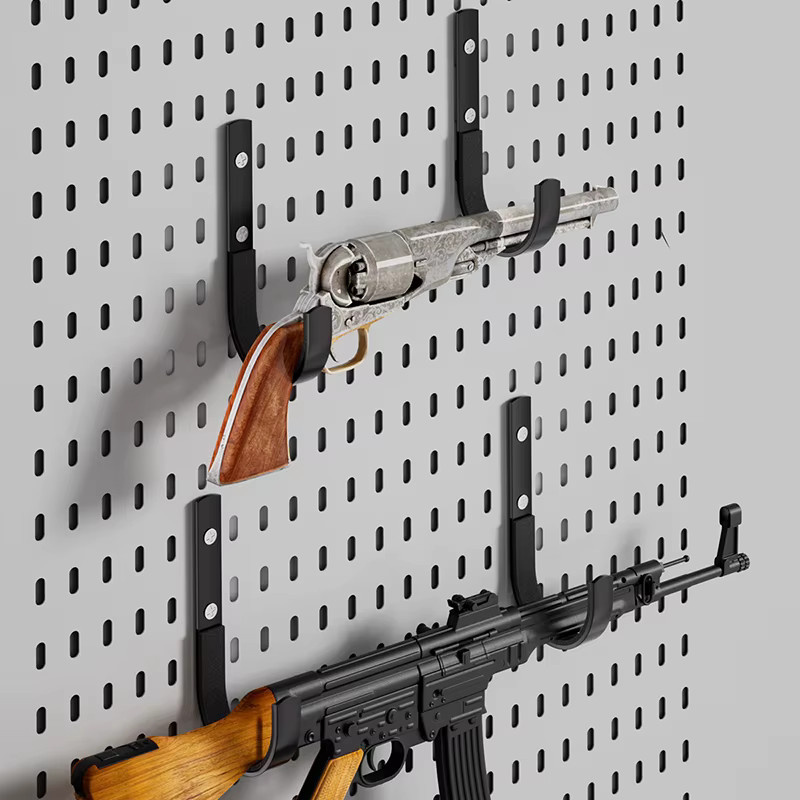 NERISXB 2er Set Waffenständer Wandhalterung aus Stahl in Schwarz für Gewehre und Schrotflinten mit weicher Polsterung - Bild 3