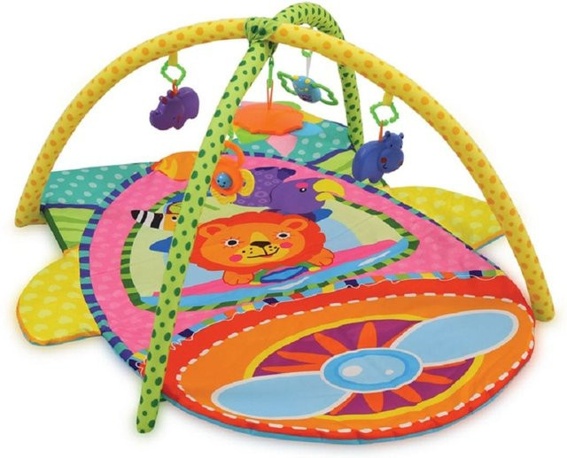 Lorelli Spielbogen Krabbeldecke Plane buntes Spielzeug Spiegel Rassel ab Geburt orange - Bild 1