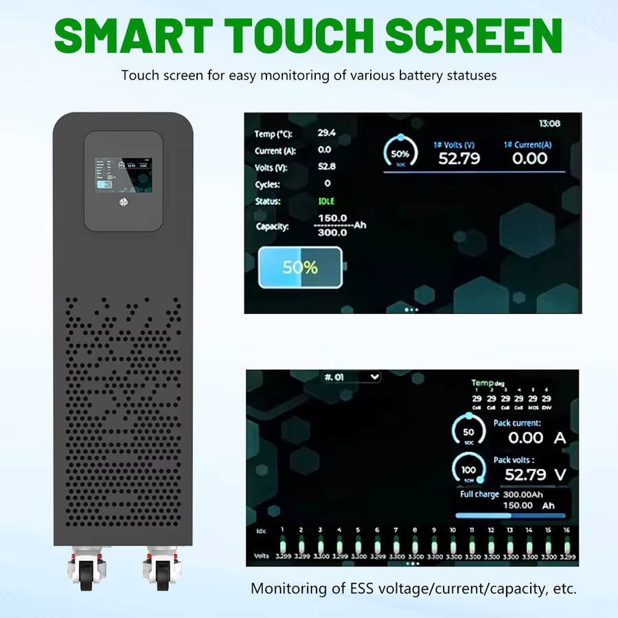 AMZVISION LiFePO4 Batterie 48V 300Ah 15kWh mit Bluetooth, BMS, RS485 und CAN, 51.2V Lithium-Batterie - Bild 4