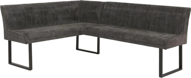 MCW Eckbank O82 Modern Esszimmerbank aus Chenille Stoff und Metall in Dunkelgrau B/T/H: 159 x 45 x 210 cm - Bild 2