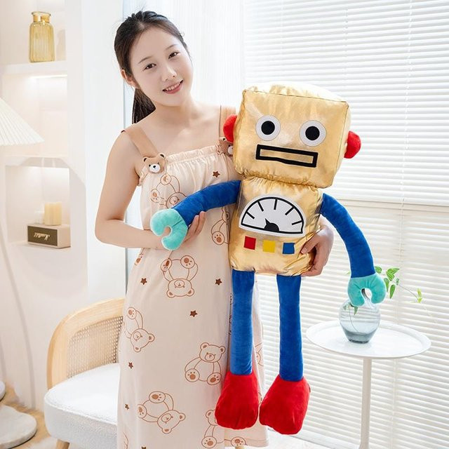 Yiran Health & Beauty Kawaii Weltraumroboter Plüschtier Kissen, Gold Silber - Bild 1