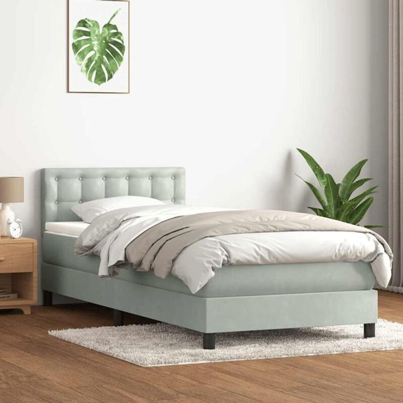 Vidaxl Boxspringbett mit Matratze in Grau aus Samt, B/T/H: 80 x 210 x 78 cm - Bild 1