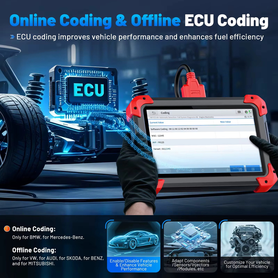 XTOOL D7 V2.0 OBD2 Kfz-Scanner Schlüsselprogrammierer in Schwarz mit ECU-Codierung, 39+ Resets sowie CANFD und DOIP Unterstützung für alle Systeme - Bild 3