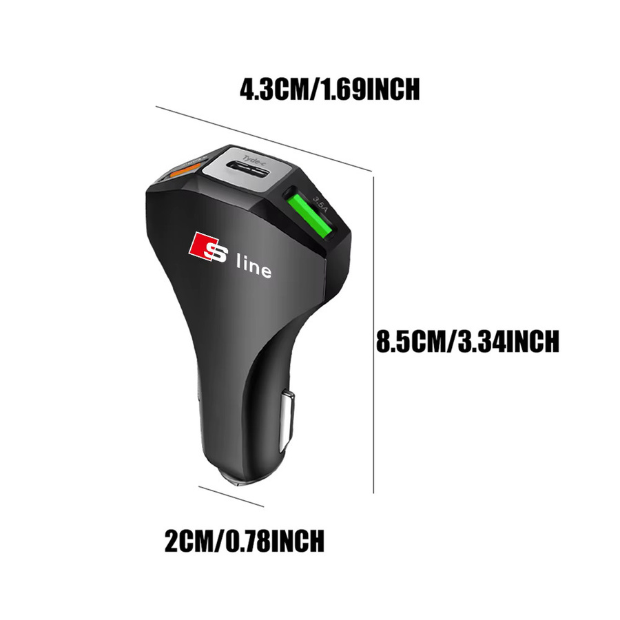 QUATTRO PD 35W Auto Ladegerät mit USB-C Typ C Schnelles Laden für Audi A1 A3 A4 A5 A6 Q3 Q5 Q7 in Schwarz - Bild 2