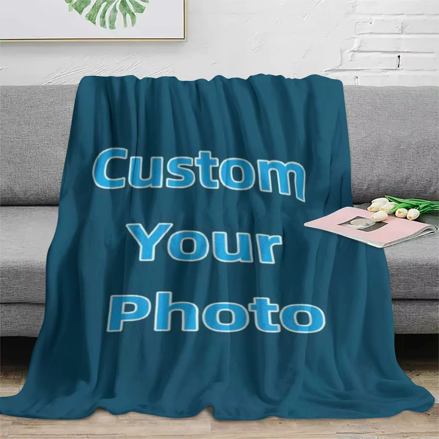 Personalisierte Foto-Fleece-Decke von SRH in Blau, weiche und warme Winter-Plüschdecke für Sofa und Bett - Bild 3