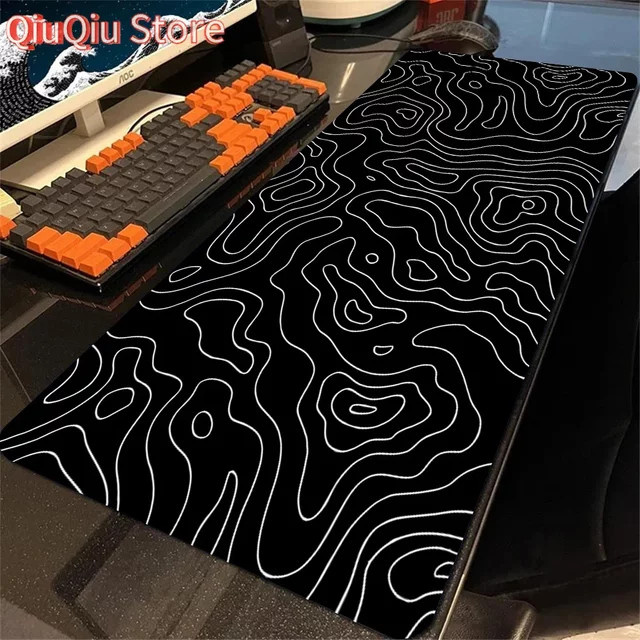 Potdemiel Topografisches Mauspad Strata Liquid in Schwarz XXL Gaming Schreibtischunterlage - Bild 1