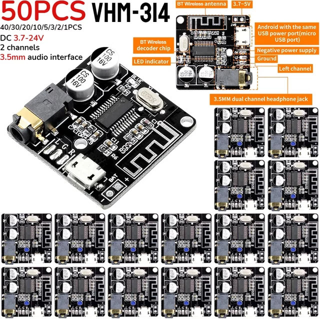 VHM-314 Bluetooth Audio Receiver Board Wireless Stereo Musik Modul mit Bluetooth 5.0 und MP3 Verlustfreier Decoder Verstärker in Schwarz - Bild 1