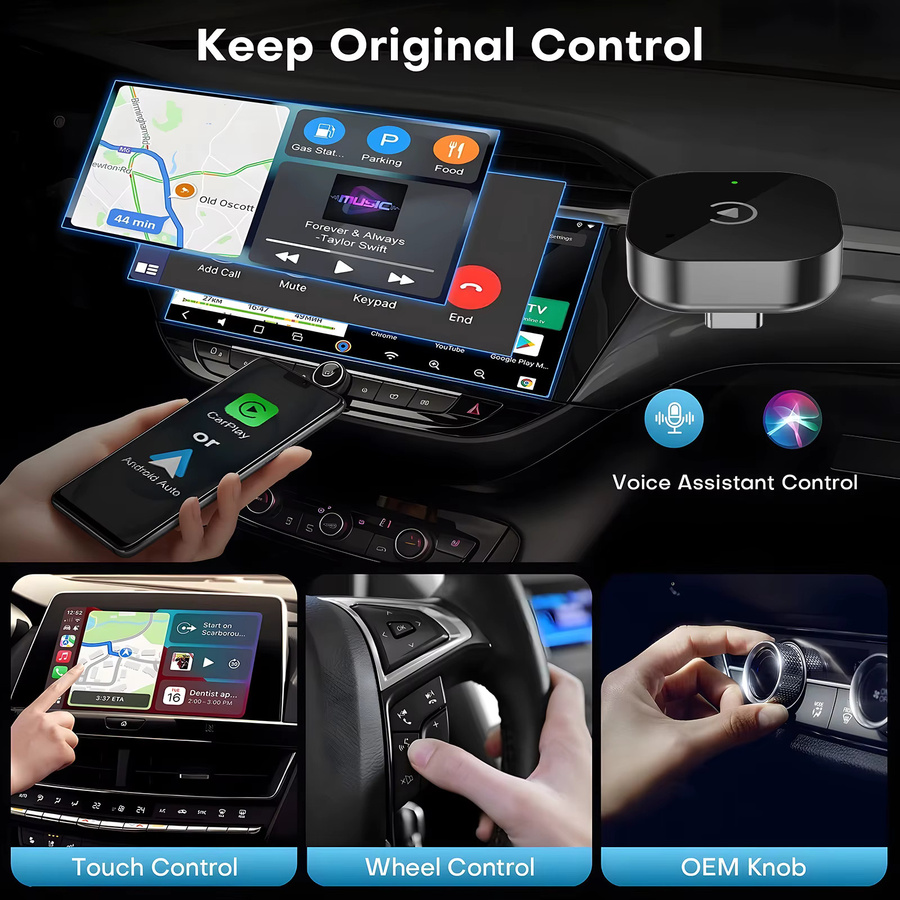 Neelyke Kabelloser CarPlay und Android Auto Adapter mit USB-C Anschluss in Schwarz - Bild 4