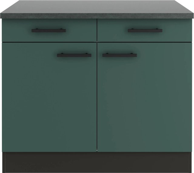 OPTIFIT Verona405 Küchen-Unterschrank in Steingrün mit modernem Design und melaminbeschichteter Qualitätsspanplatte, Breite: 100 cm - Bild 1