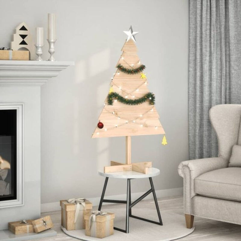 vidaxl Weihnachtsbaum aus Massivholz in Braun und Beige, Höhe: 110 cm - Bild 1