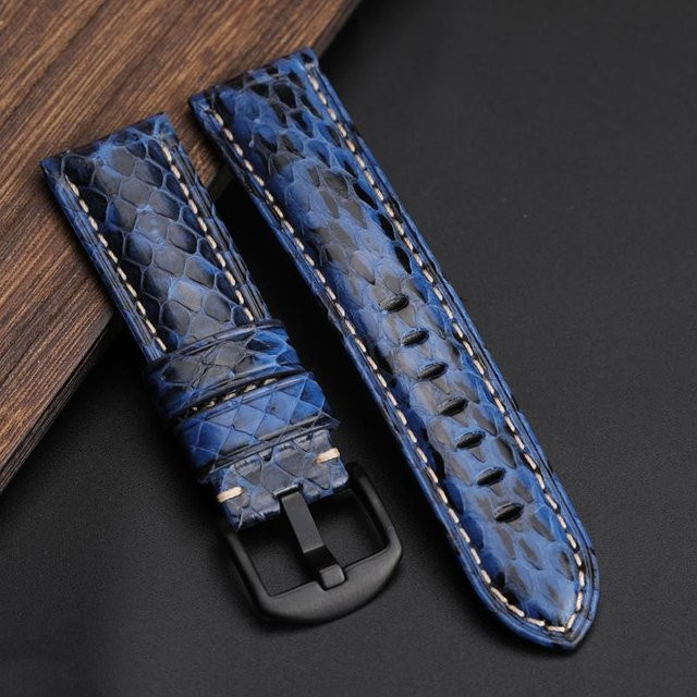 Uhrenarmband Python-Leder, Schwarz, Herren, 22mm - Bild 1