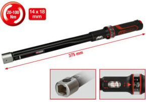 KS Tools ERGOTORQUE precision Einsteck-Drehmomentschlüssel 14x18mm, 20-100Nm, Chrome Vanadium, Schwarz - Bild 1