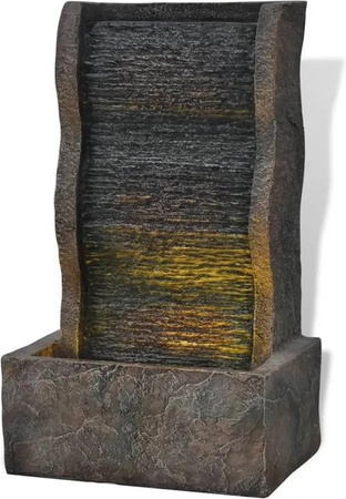 vidaXL Zimmerbrunnen aus Polyresin mit LED-Licht in Grau, H x B x T: 49,5 x 28,5 x 20,5 cm