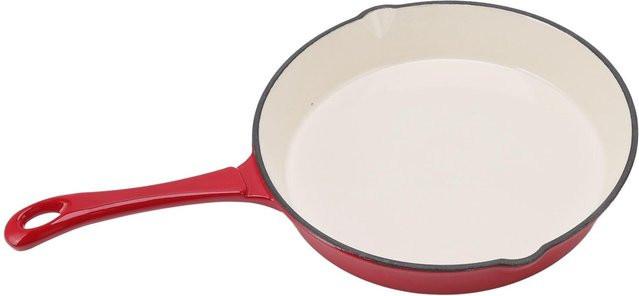 Aimo Emaillierte Gusseisenpfanne mit langem Griff in Rot, Durchmesser: 25 cm - Bild 1