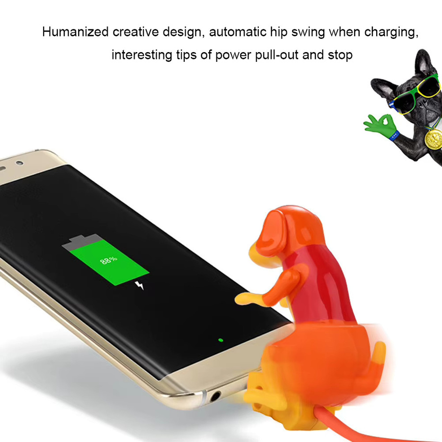 Lustiges Hunde-Schnellladekabel als USB-C Datenkabel für iPhone, iOS und Android in Weiß - Bild 2