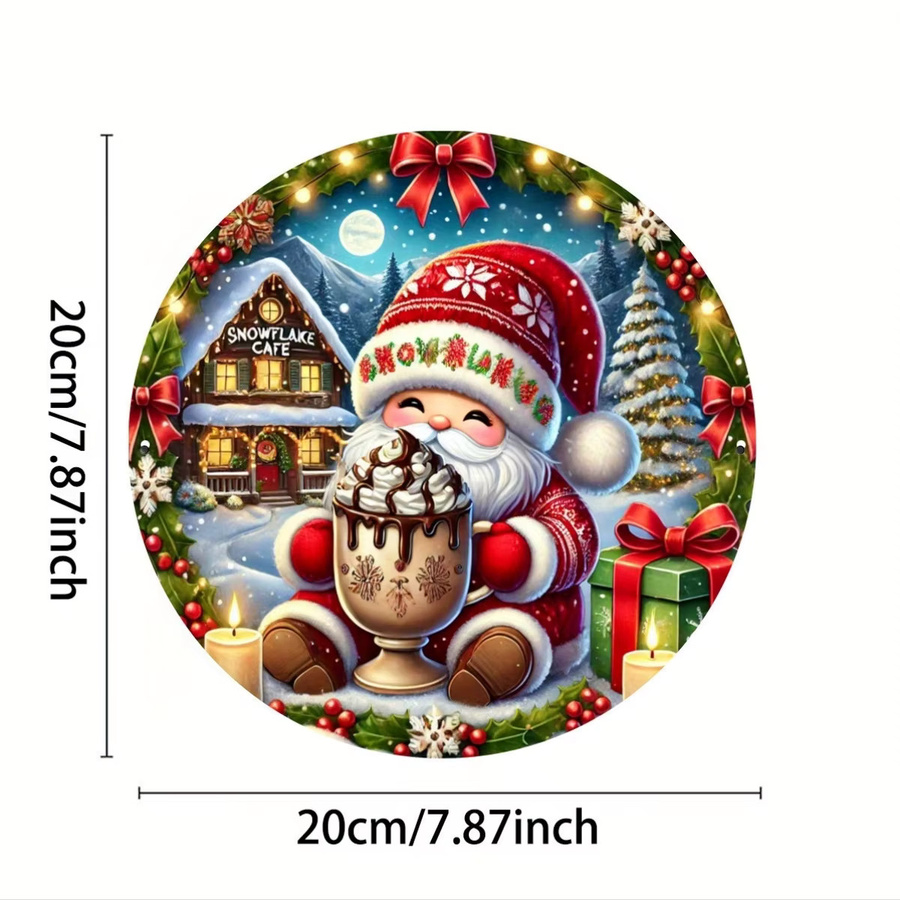 Rundes Aluminiumschild Potdemiel mit Weihnachtszwerg-Design in Multicolor und Schwarz zur Wandmontage - Bild 2