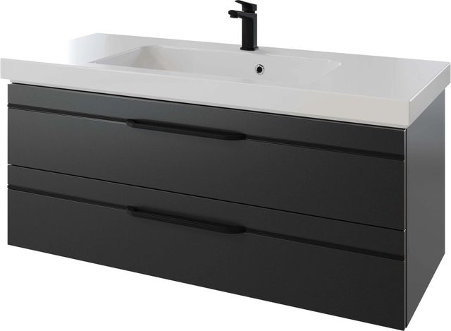 Pelipal Waschbeckenunterschrank Quantum 05 in Anthrazit mit glänzender Oberfläche, Breite: 119 cm, Tiefe: 48 cm - Bild 1